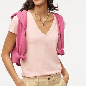 J. Crew Vintage Slub Cotton V-Neck Short Sleeve Tee Pink Size XXS NWT